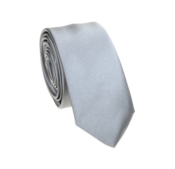Cravate Étroite et Mouchoir Gris Foncé