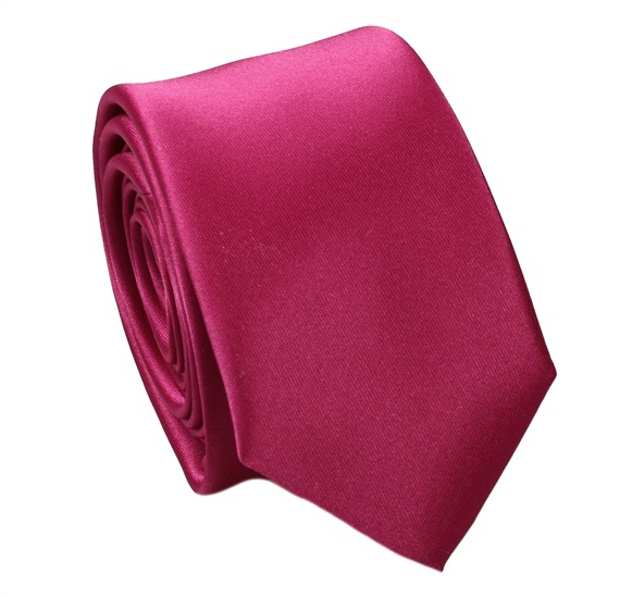 Cravate Étroite et Mouchoir Magenta