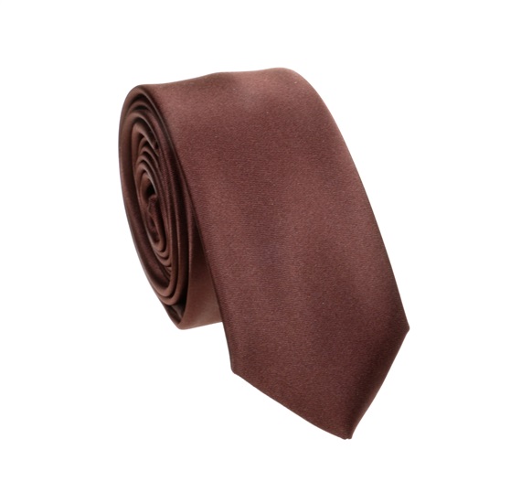 Cravate Étroite et Mouchoir Marron Foncé