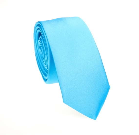 Cravate Étroite et Mouchoir Turquoise