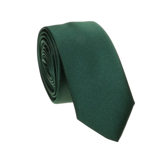 Cravate Étroite et Mouchoir Vert Foncé