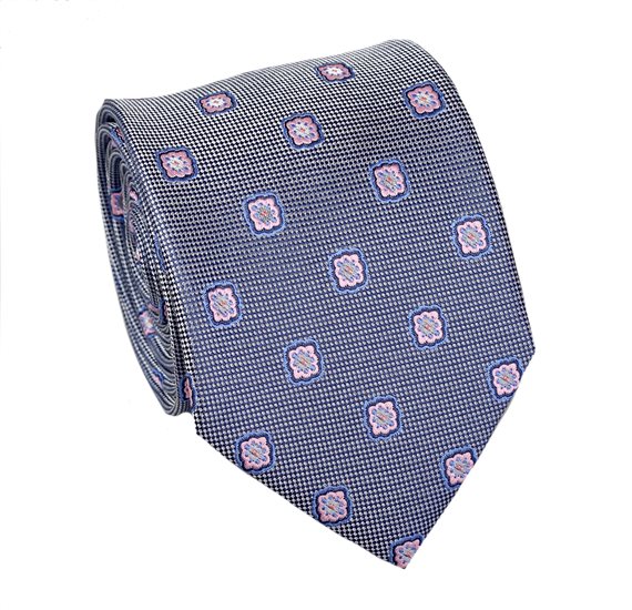 Cravate Grise Bleuâtre Motif Géométrique