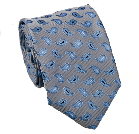 Cravate Grise avec Cachemire Bleu