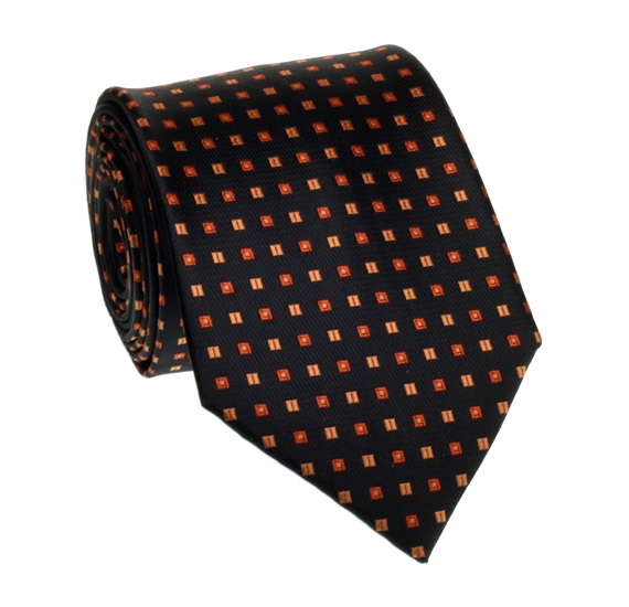 Cravate Noire Motif Orange