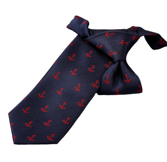 Cravate Enfant Bleue Ancres Rouges