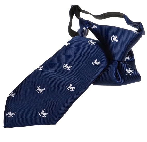 Cravate Enfant Bleu Marine avec Petits Chevaux Blancs