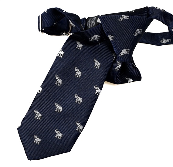 Cravate Enfant Bleu Marine avec Éléphants Blancs