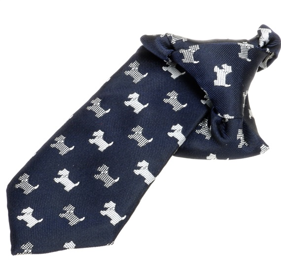 Cravate Enfant Bleu Marine avec Schnauzer Blanc