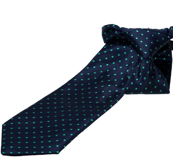 Cravate Enfant Bleu Marine Pois Verts