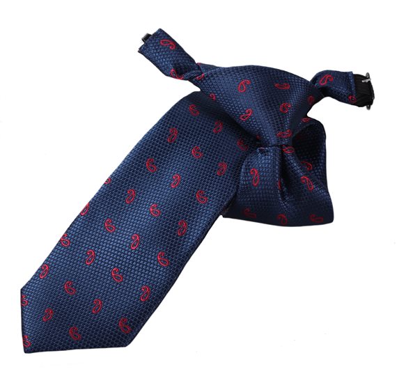 Cravate Enfant Bleu Paisley Rouge