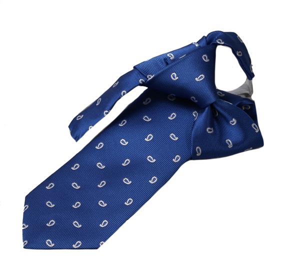 Cravate Enfant Bleu Ciel à Motif Cachemire Blanc