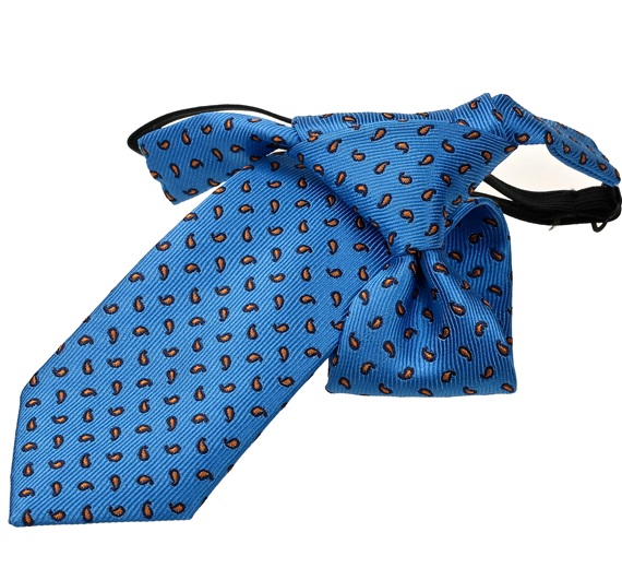 Cravate Enfant Bleu Ciel à Motif Cachemire Orange