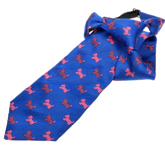 Cravate Enfant Bleu Schnauzer Rose