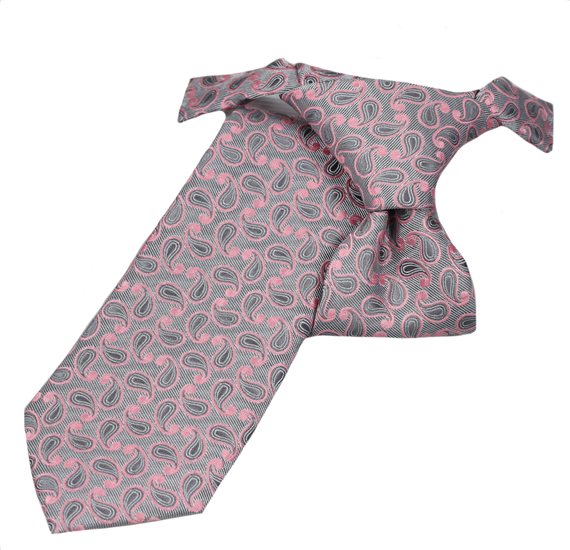 Cravate Enfant Gris Cachemire Rose