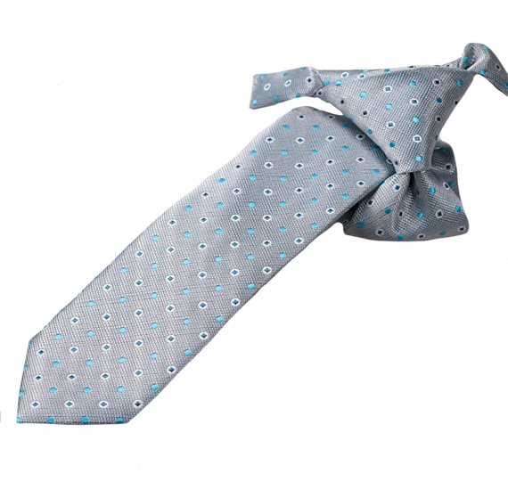 Cravate Enfant Grise à Pois Turquoises
