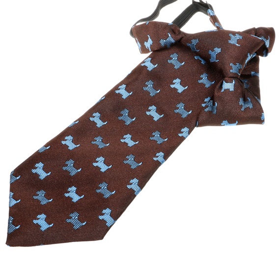 Cravate Enfant Marron Schnauzer Bleu