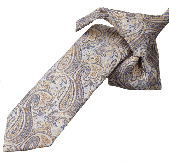 Cravate Enfant Paisley Ocre et Gris