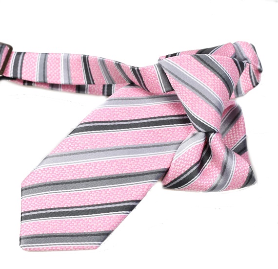 Cravate Enfant Rayures Rose et Gris