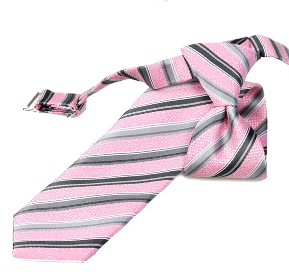Cravate Enfant Rayures Roses et Grises