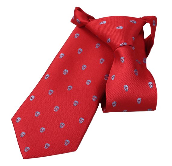 Cravate Enfant Rouge Crânes Bleus