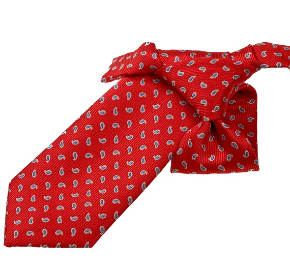 Cravate Enfant Rouge avec Cachemire Bleu