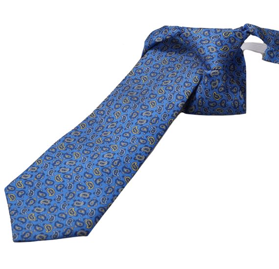 Cravate Enfant Soie Bleue France Paisley