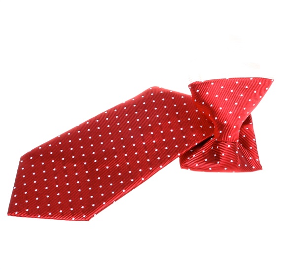 Corbata Niño Seda Roja con Lunares Blancos