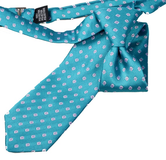 Cravate Enfant Turquoise Carrés