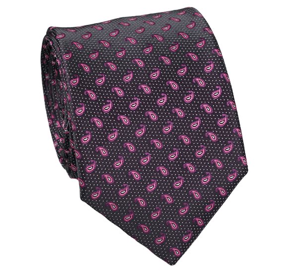 Cravate Paisley Noire et Rose