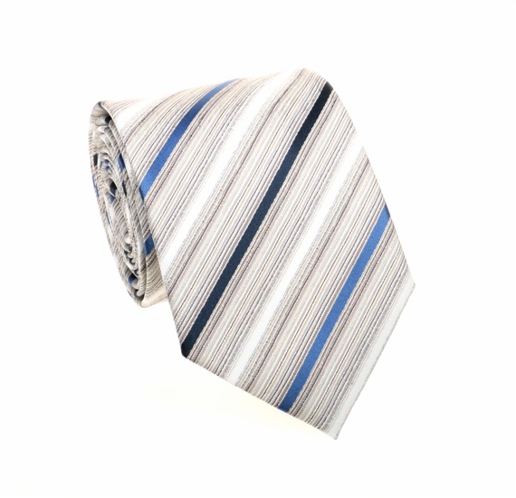 Cravate Rayures Sable et Bleu