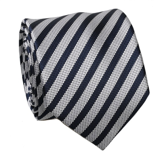 Cravate à Rayures Gris et Bleu Marine