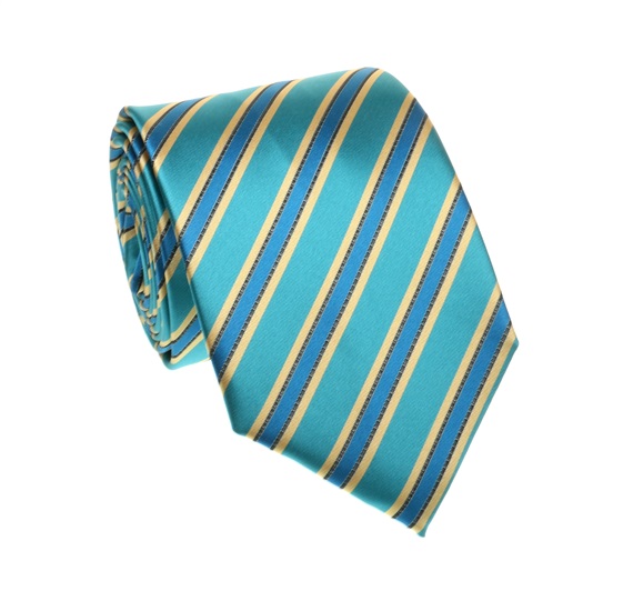 Cravate à Rayures Turquoise et Bleu