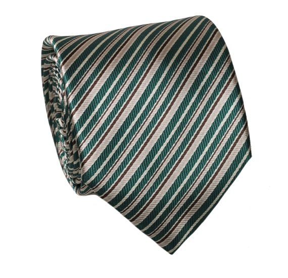 Cravate Rayures Vert et Beige