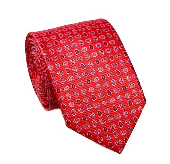 Cravate Rouge Cachemire Bleu