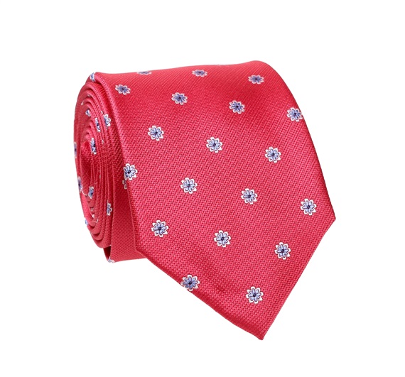 Cravate Rouge avec Fleurs en Soie Naturelle