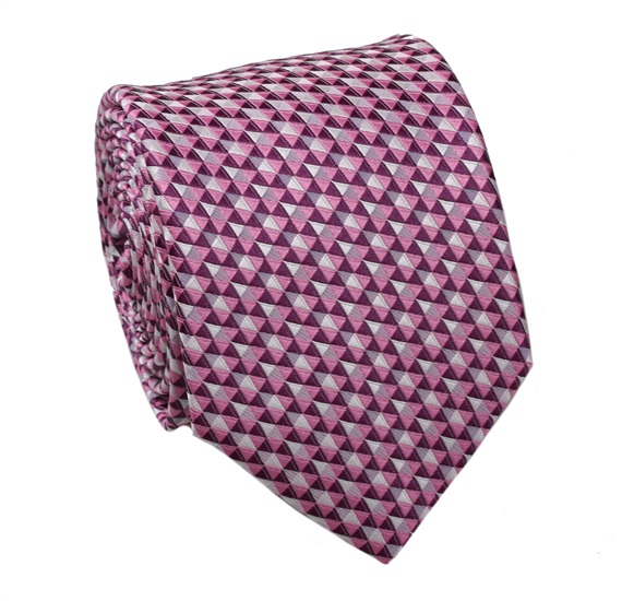 Cravate Rose à Motif Géométrique