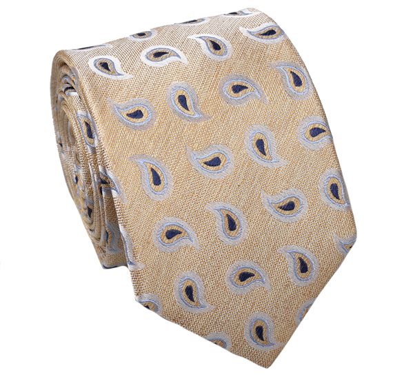 Cravate en Soie Jaune à Motif Paisley