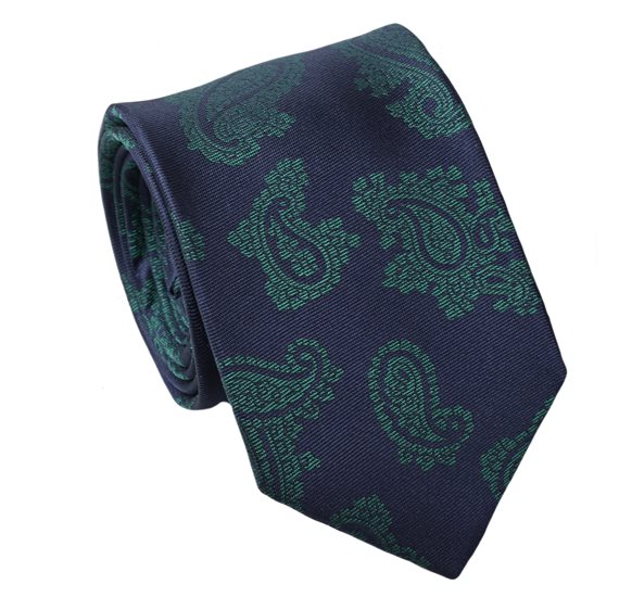 Cravate en Soie Bleue Cachemire Vert