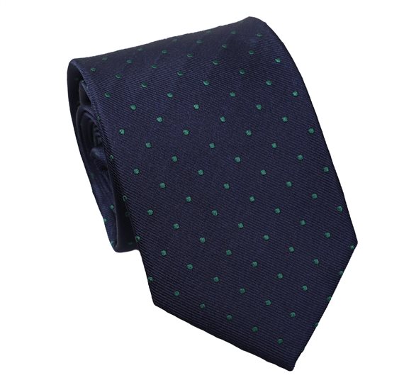 Cravate en Soie Bleue à Pois Verts