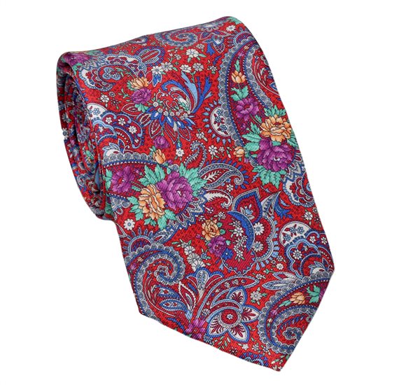 Cravate en Soie Édition Spéciale Rouge Paisley