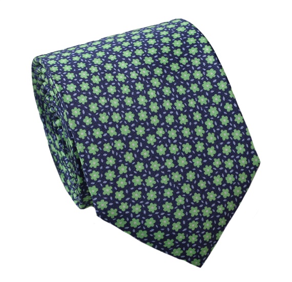 Cravate en Soie Fleurs Vertes