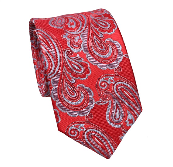Cravate en Soie Rouge Cachemire
