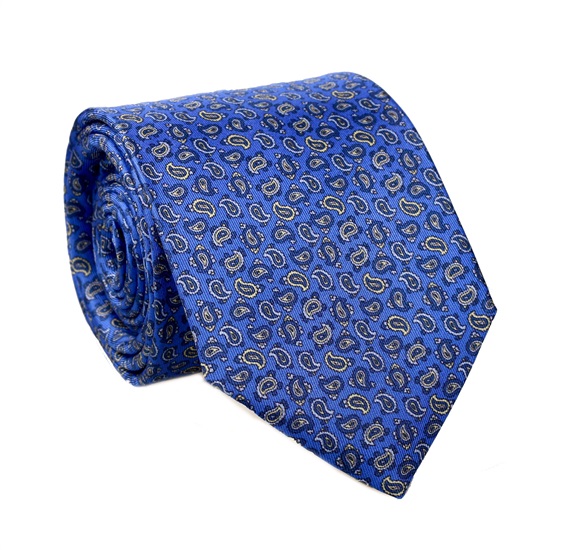 Cravate et Foulard Cachemire Bleu Soie Naturelle