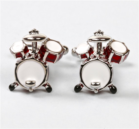 Boutons de Manchette Batterie Musicale Rouge