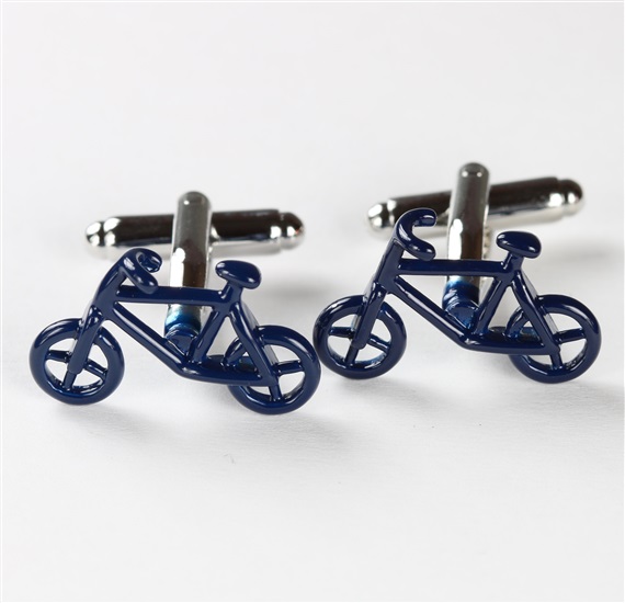 Boutons de Manchette Vélos Bleu Silhouette