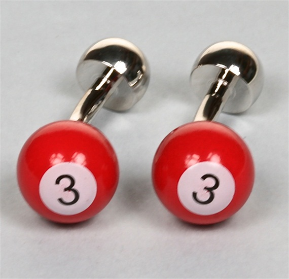 Boutons de Manchette Boule de Billard 3 Rouge