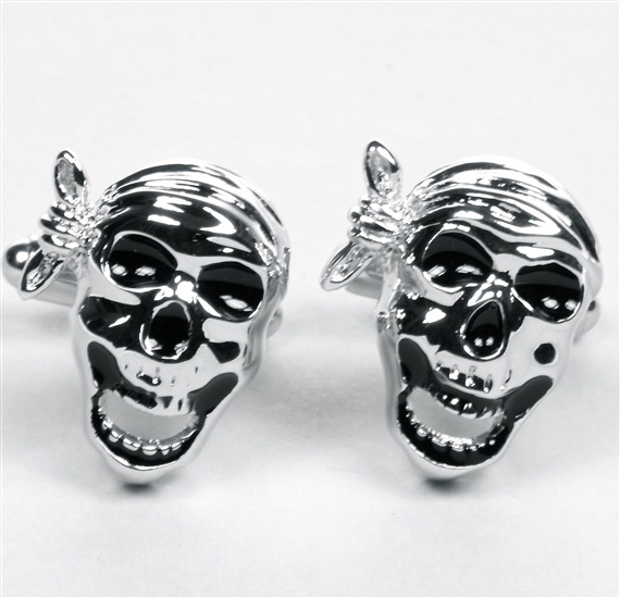 Boutons de Manchette Pirate Marin Tête de Mort