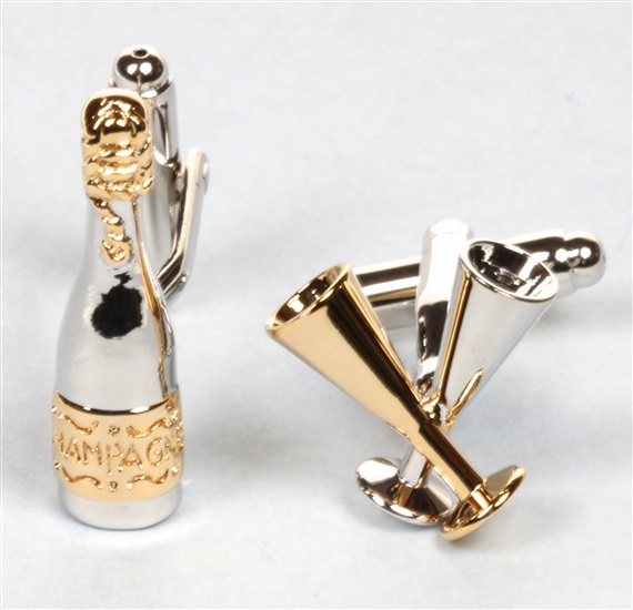 Boutons de Manchette Champagne et Verres