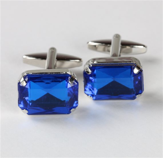 Boutons de Manchette en Cristal Bleu