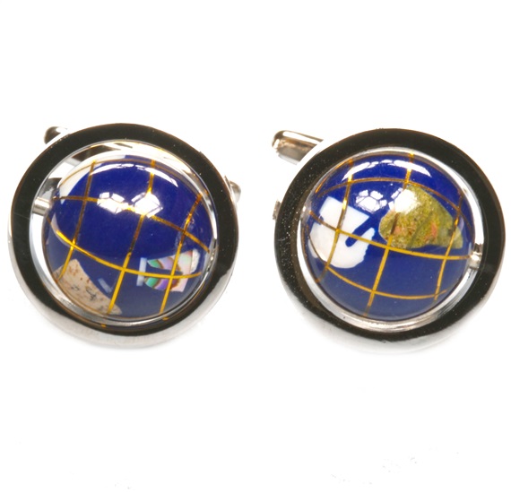 Boutons de Manchette Globe Terrestre Bleu
